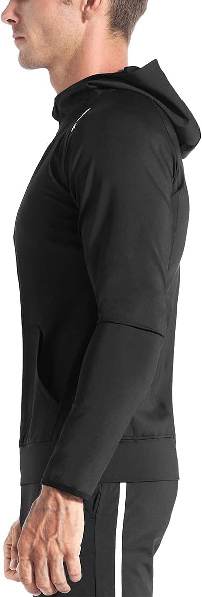BROKIG Mens Zip Hoodies, Lightweight Sweatshirts Gym Running Jumper Jackets with Pockets