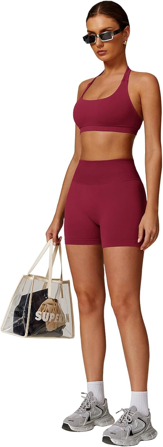 Sports Bras Hidden Scrunch Shorts Yoga Outfits Gym Tracksuit