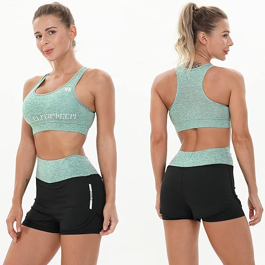JULY'S SONG Women Workout Clothes Upgraded 5 Piece Yoga Suit Sportsuits Running Jogging Gym