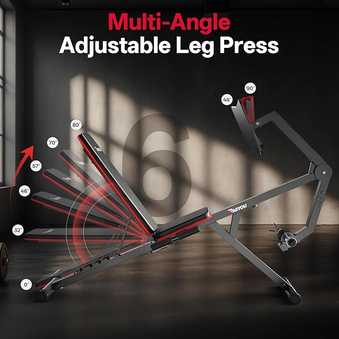 PASYOU Leg Extension Machine With 6 Adjustable Backrests, Leg Press Machine For Home Gym Weight 220LBS