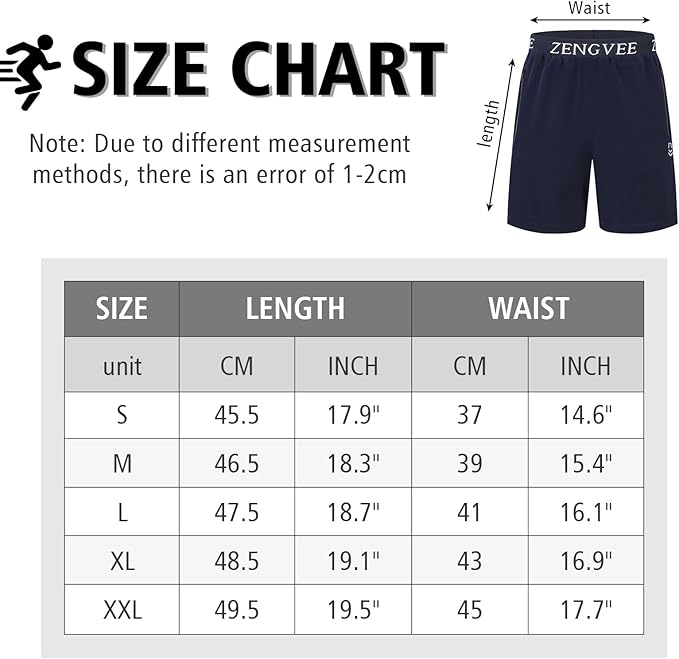 Mens Gym Running Shorts Athletic Men with Zip Pockets