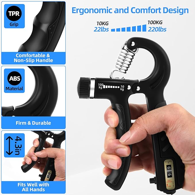 2PCS Grip Strength Trainer with 22-220Lbs (10-100kg)