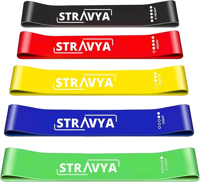 STRAVYA Resistance Bands Set of 5 – Elastic Exercise Bands for Home Gym