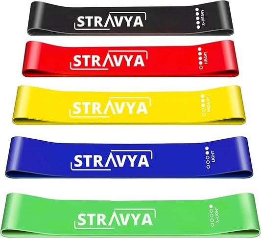 STRAVYA Resistance Bands Set of 5 – Elastic Exercise Bands for Home Gym