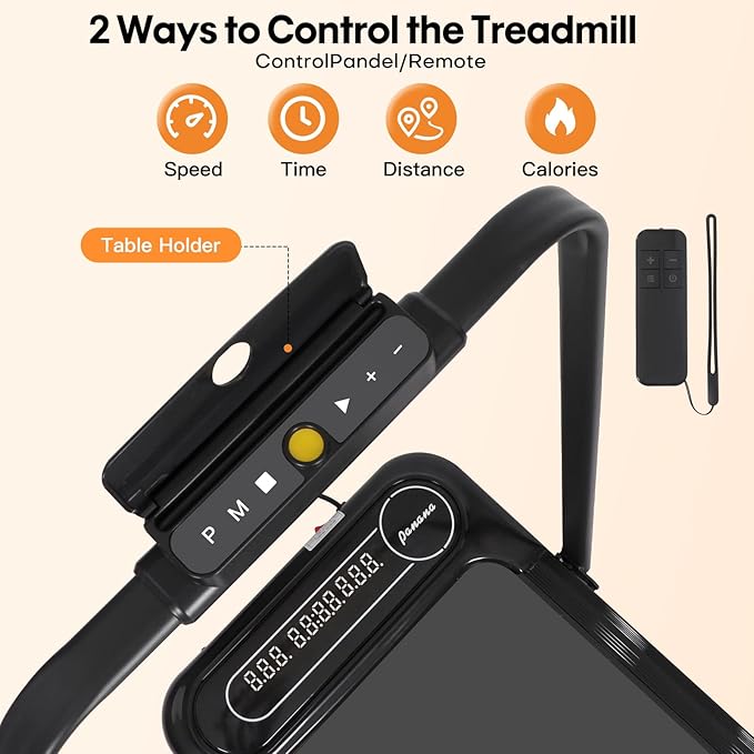 Panana Walking Pad with Incline, Treadmills for Home Foldable, Folding Treadmill Under Desk Running Machine with LED Display, Remote Control