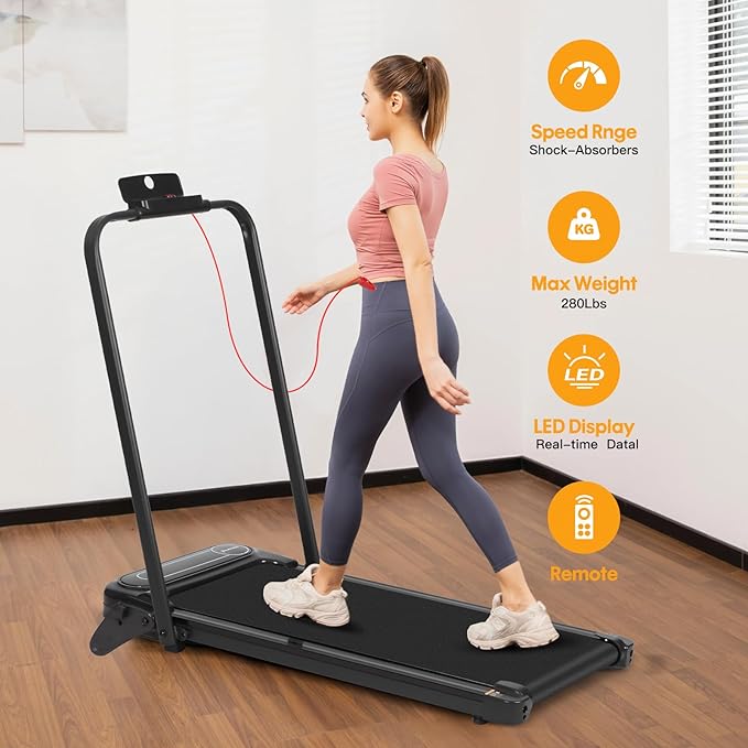 Panana Walking Pad with Incline, Treadmills for Home Foldable, Folding Treadmill Under Desk Running Machine with LED Display, Remote Control
