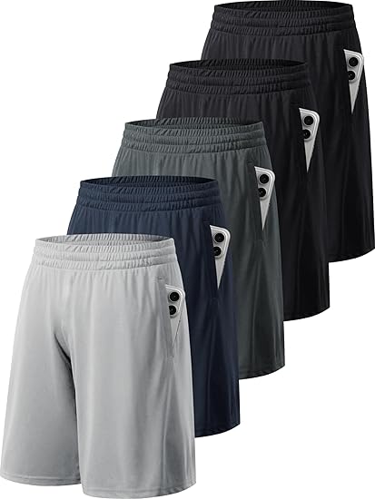 miijoory 3/5 Pack Gym Shorts Men with Pockets,Mens Sports Quick Dry Breathable Shorts for Running Training Activewear