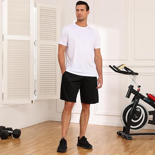miijoory 3/5 Pack Gym Shorts Men with Pockets,Mens Sports Quick Dry Breathable Shorts for Running Training Activewear