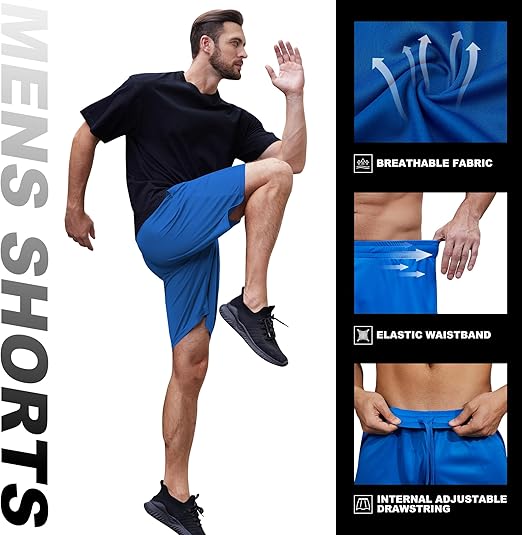 miijoory 3/5 Pack Gym Shorts Men with Pockets,Mens Sports Quick Dry Breathable Shorts for Running Training Activewear