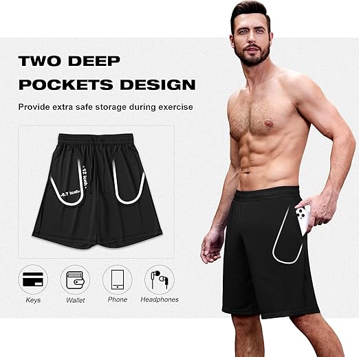 miijoory 3/5 Pack Gym Shorts Men with Pockets,Mens Sports Quick Dry Breathable Shorts for Running Training Activewear